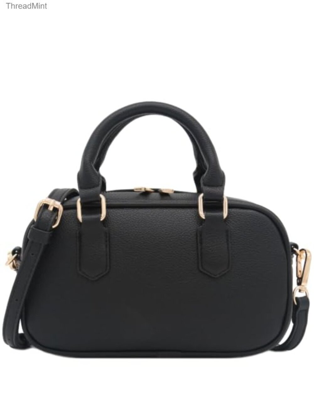 Faux Leather Mini Satchel Purse with Top Handle & Crossbody Strap
